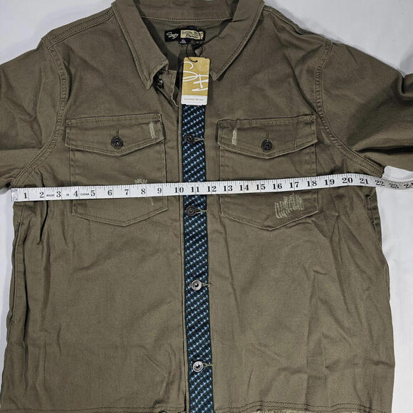 Suzanne Betro Denim Distressed Military Olive Green Jacket $114.00 Msrp -Size XL - Picture 6 of 10